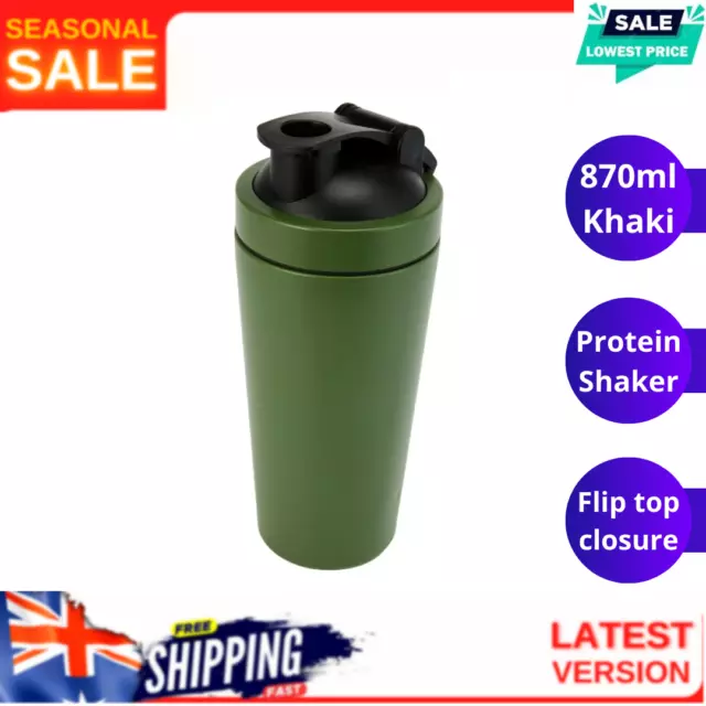 Stainless Steel Protein Shaker Bottle 870mL Cup Shake Drink Mixer Gym AUS