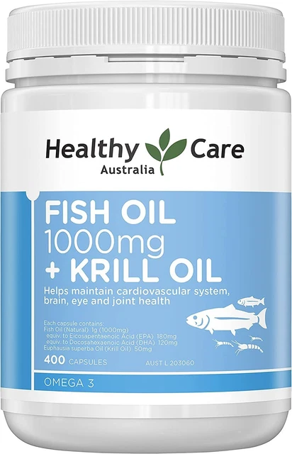 Fish Oil 1000mg Plus Krill Oil 400 Softgel Capsules | Helps maintain
