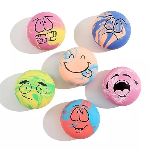 4 PACK 2.8 Smiley Face Squeaky Dog Toys Soft Dog Balls Latex