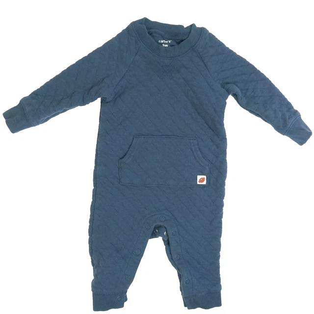 Baby Boy Clothes Carter's 9 Months Dark Blue Quilted Long Sleeve Coveralls