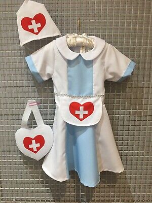 Childs Nurse Costume 3pc Set Book Day Fancy Dress up Outfit Role play
