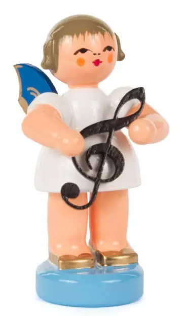 Ángel Con Notas Musicales de Pie H: 6cm Nuevo Madera Figura Navideñas