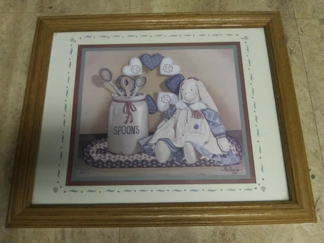 Home Interiors Pat Pearson Picture Rabbit w/ Spoon Crock & Hearts Recipe