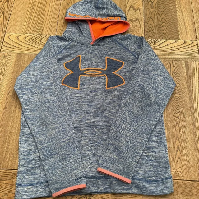 Under Armour Armor Pullover Hoodie Blue Marled Boys Youth Sz Extra Large XL YXL