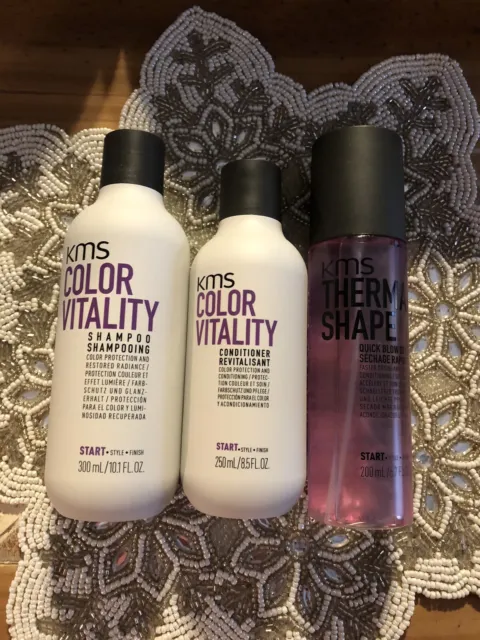 NEW 3 Piece Set KMS COLORVITALITY Color Brilliance Shampoo Conditioner Therma