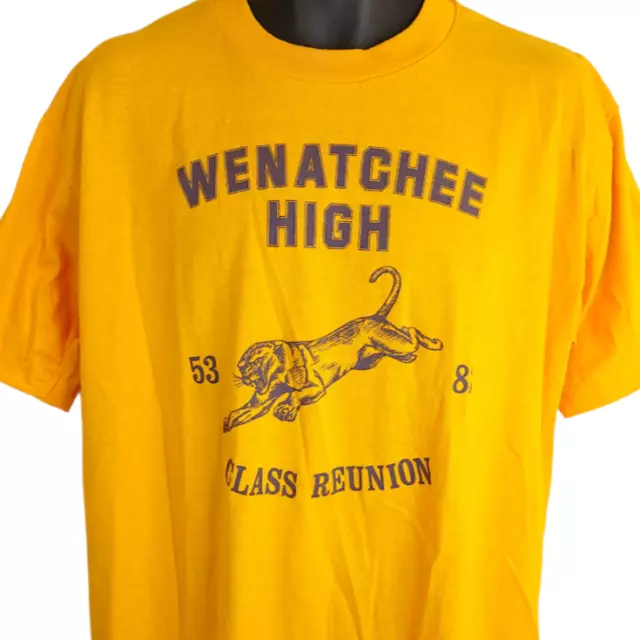 Wenatchee High Panthers T Shirt Vintage 80s 1953 Class Reunion Made In USA XL