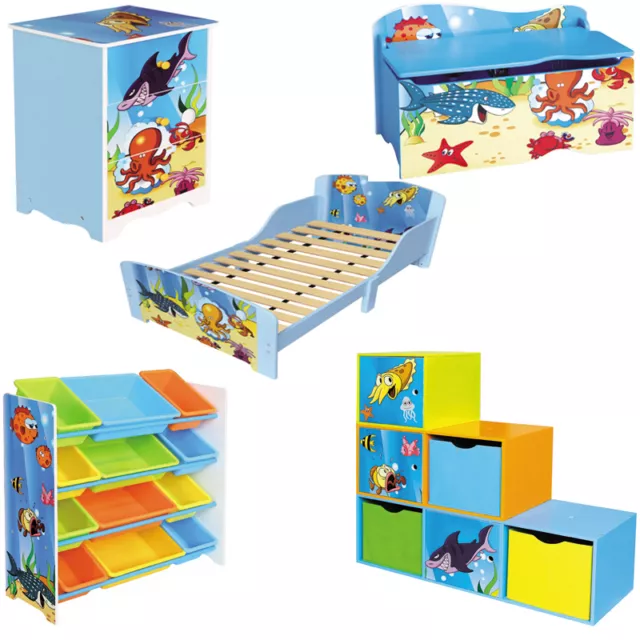 Kids Under The Sea Bedroom Furniture Girls Boys Ocean Bed Frame Storage Toy Box