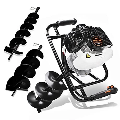 DC HOUSE 52cc 2.4HP Gas Powered Post Hole Digger with Two Earth Auger Drill B...