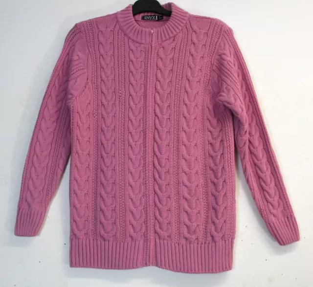 Ladies Cable Knit Zip Up Cardigan/Jacket Made in Uk 6 Colours Sizes:S ,M ,L ,XL