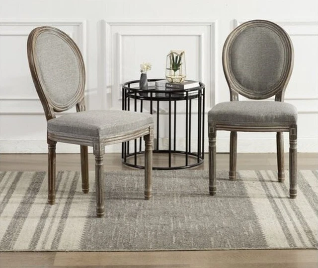 Mablethorpe Upholstered King Louis Distressed Gray Dining Chair (Set of 2) Mablethorpe Upholstered King Louis Distressed Gray Dining Chair (Set of 2)