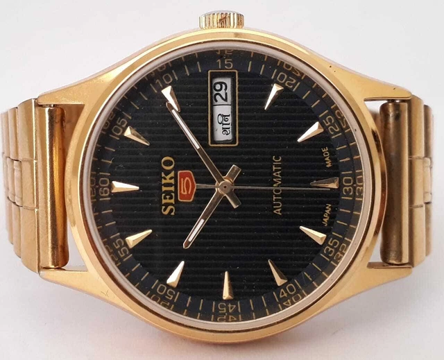 VINTAGE SEIKO 5 Automatic Movement No.6309 Black Dial DayDate men's