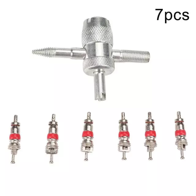 7Pcs Tyre Valve Core With Remover Tool Schrader Valves For Car or Bike Rep 8U2E 2