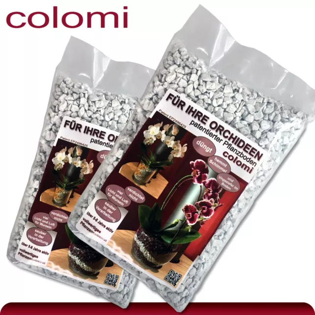 Colomi 2 x 1 L Breveté Pflanzensubstrat pour Orchidées 4 Jusqu'À 8 MM Blanc