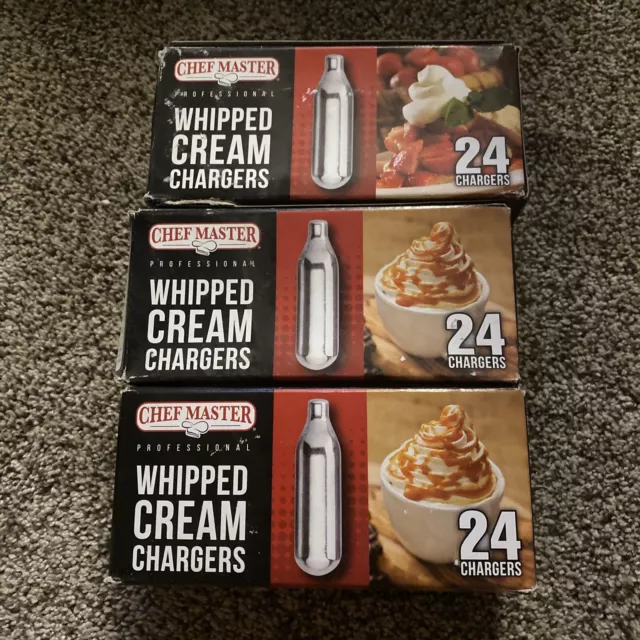 Lot -3. Chef-Master (90061) Box of 24 - Chargers For Whip Cream Dispenser