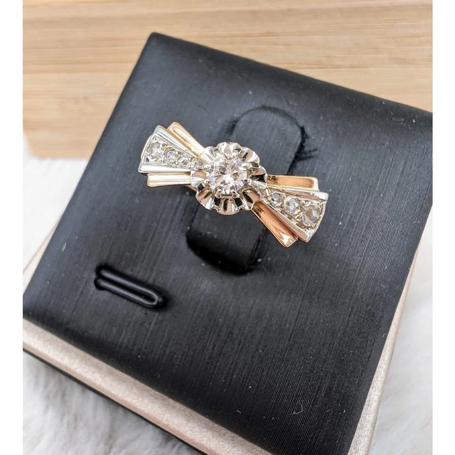 Bague En Or 750 (18 Carats) Avec Quartz Fumé Et Diamants - Occasion