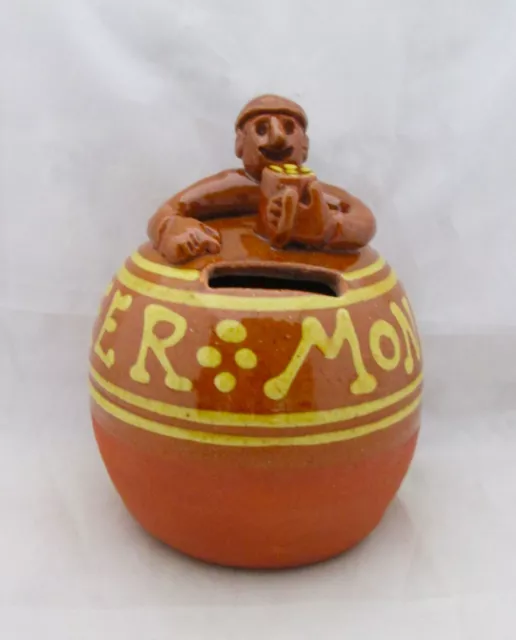 Coxwold Studio Pottery, Peter & Jill Dick Slipware “Beer Money” Money Box Signed