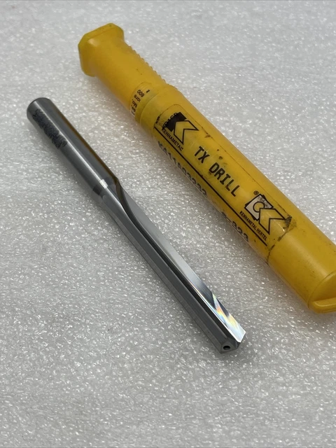 Letter P (.323”) Kennametal Carbide Coolant Through Drill, Straight Flute, K411