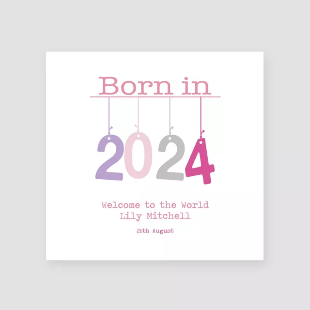 Personalised Handmade New Born Baby Card ANY YEAR Granddaughter Niece Baby Girl