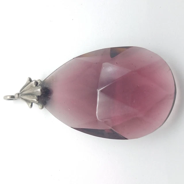 Sterling Silver Faceted Amethyst Tear Drop Pendant 36.9g