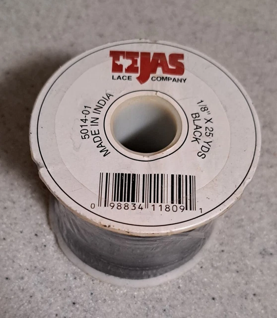 Carrete de encaje negro TEJAS 1/8 in x Appx 25 yardas #5014-01