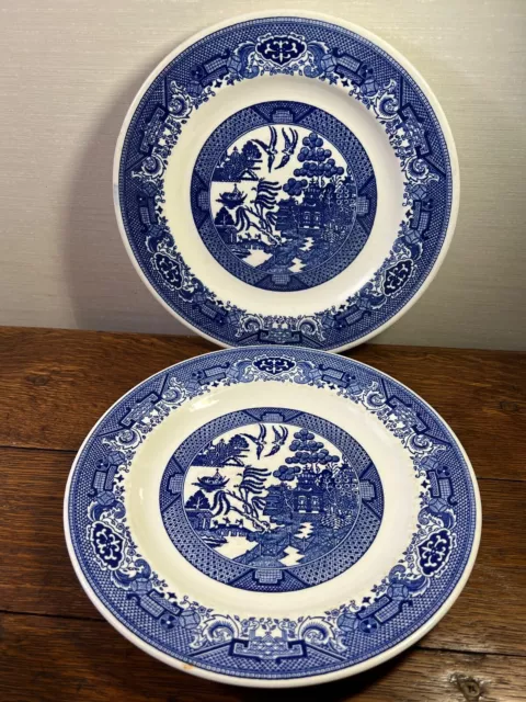 2 Vintage Royal China Blue Willow Ware Dinner Plates - 10"