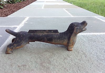 VINTAGE CAST IRON DOG DOOR STOP/BOOT SCRAPER Dachshund Dog