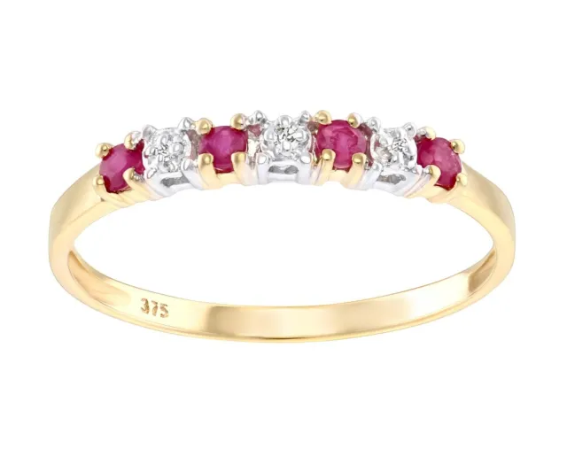 9ct Yellow Gold Ruby & Diamond Eternity Ring - size J to S