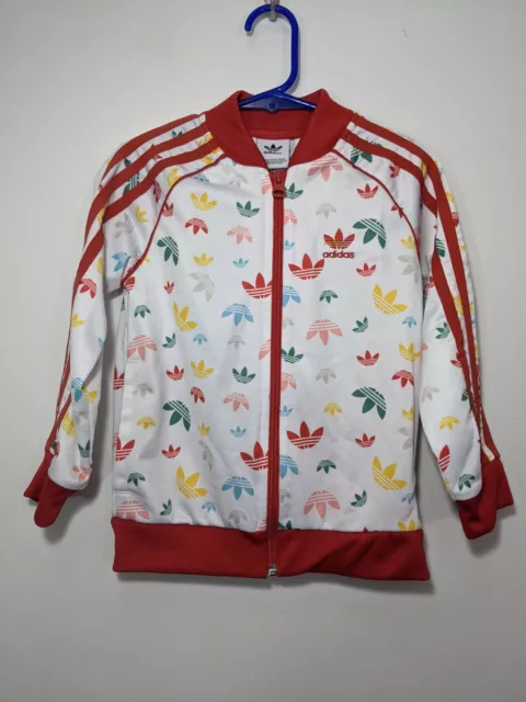 Adidas Kids Girls/Boys Trefoil Multicolor Full Zip Track Jacket Unisex Size 4-5