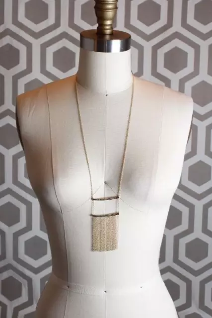 NWT Elizabeth & James Ollie Vago Fringe Necklace $350 Topaz Gold