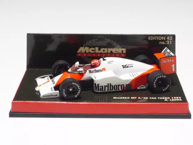 MINICHAMPS 1:43 McLAREN MP4/2B TAG 1985 N. LAUDA #21 "Marlboro"