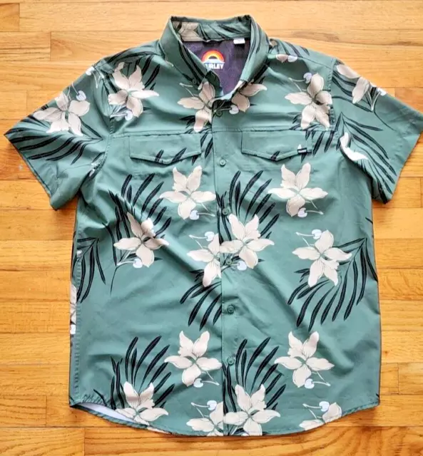 Hurley Mens Medium Hawaiian Shirt Button Up Short Sleeve Floral