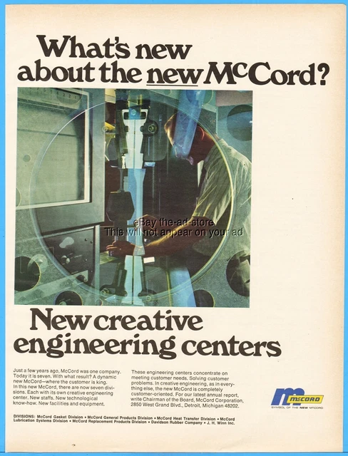 1969 McCord Corp Detroit MI Gasket Heat Transfer Lubrication Rubber Division Ad
