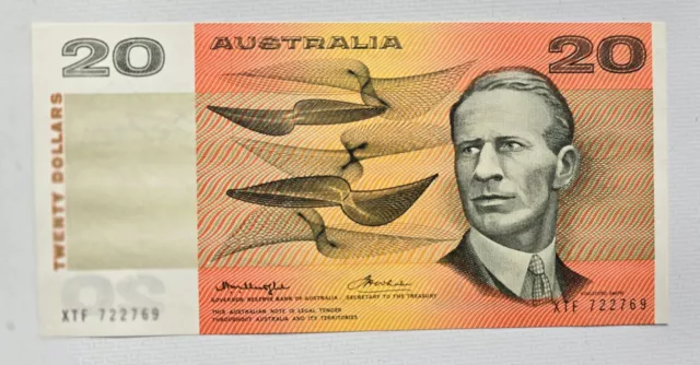 R406b 1976 $ 20 Dollar Aus - Knight Wheeler General Issue  Side Thread Cond UNC