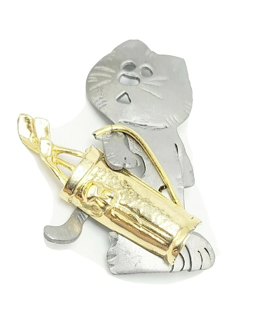 Pewter Ultra Craft Golf Cat 🐈 Brooch
