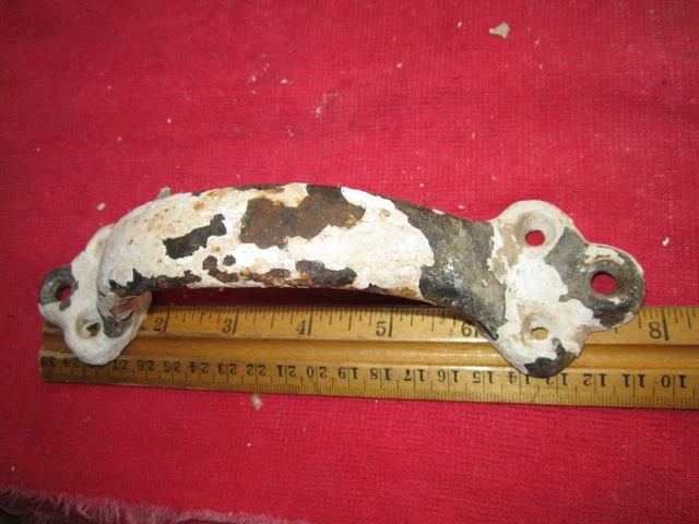 Real Antique Vintage 7 7/8" Heavy Thick Cast Iron Handle, Barn Door, Shed, Gate 6