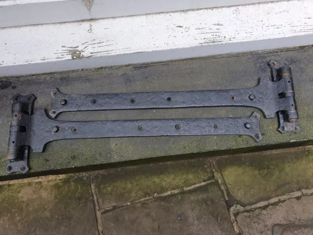 Antique Victorian Style Cast Iron Metal Heavy Large Pair Gate Door Hinge Hinges