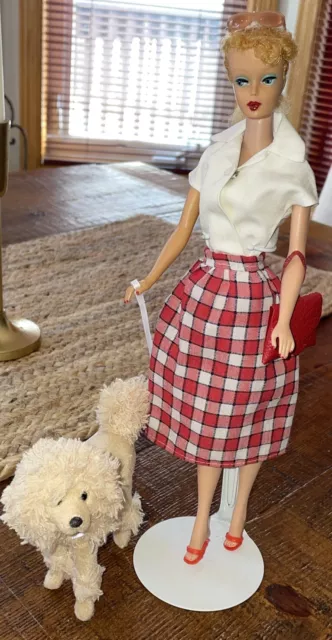 Vintage Blonde Ponytail Barbie Number 5 Five Torquise Eyeshadow And Her Dog