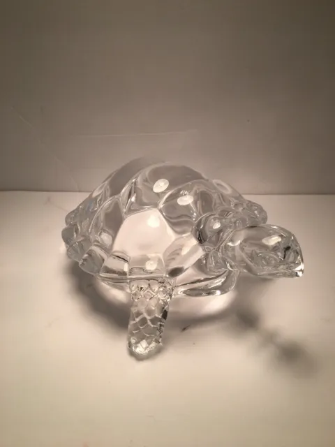 Cristal d'Arques 7" Turtle Tortoise 24% Lead Crystal Figurine Paperweight France