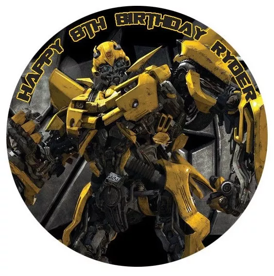 1 x Transformers Bumblebee 19cm Round Edible Cake Topper Image