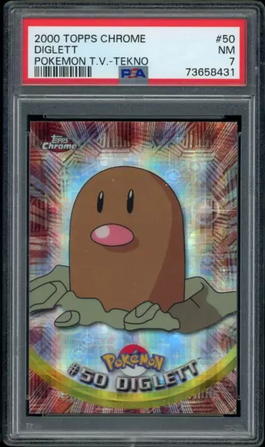 PSA 7 Near Mint TEKNO Diglett #50 (Topps Chrome Series 1) Holo Pokemon Card