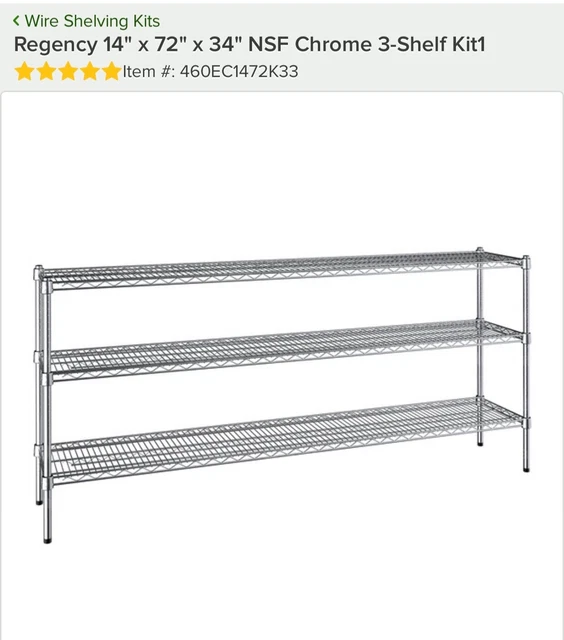 3 Shelf Chrome Wire Regency Shelf Rack 14" x 72" x 34"