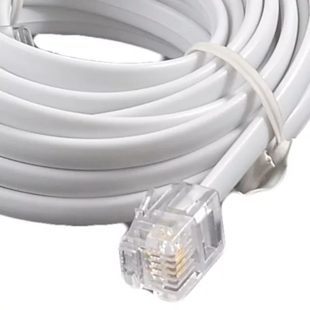 Cavo ADSL 30m ALTA VELOCITÀ RJ11 Telefono Maschio a Maschio Lungo 30 Metri Bianco