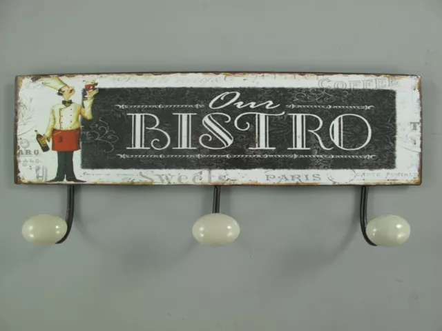 9977703 Listón de Ganchos Armario Metal Chef Our Bistro Vintage 15x37cm