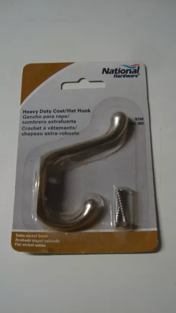 National Hardware N331-009 V166 Heavy Duty Coat and Hat Hook in Satin Nickel