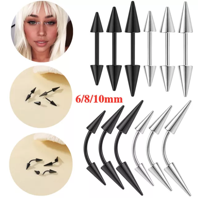 16G Stainless Steel Eyebrow Ring Spike Straight/Curved Barbell Eyebrow Piercing