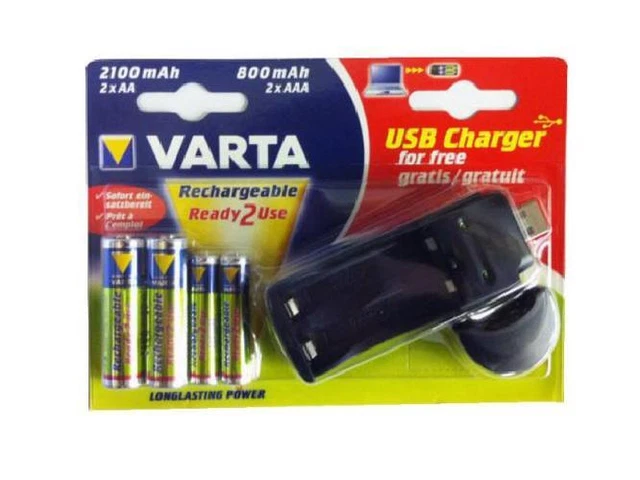 Varta caricabatterie usb + 2aa 2100 + 2aaa