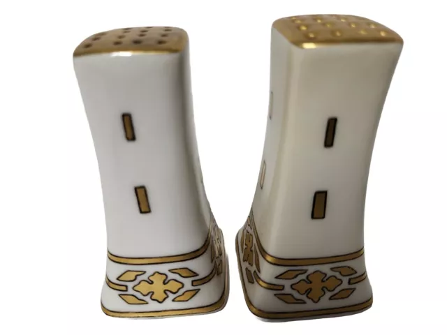 Vintage Gold Gilt Limoges France Porcelain Salt & Pepper Shaker Signed By Artist