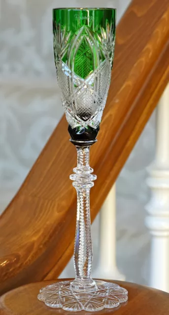 Faberge Czar Emerald Green Cut to Clear Cased Crystal Liqueur Cordial New No Box