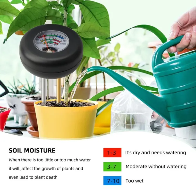 Medidor de humedad del suelo duradero 3 en 1 para plantas y flores de jardín