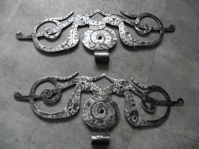 Antique Wrought Cast Iron Door Strap Hinges Baroque Door ornate old no copie 17